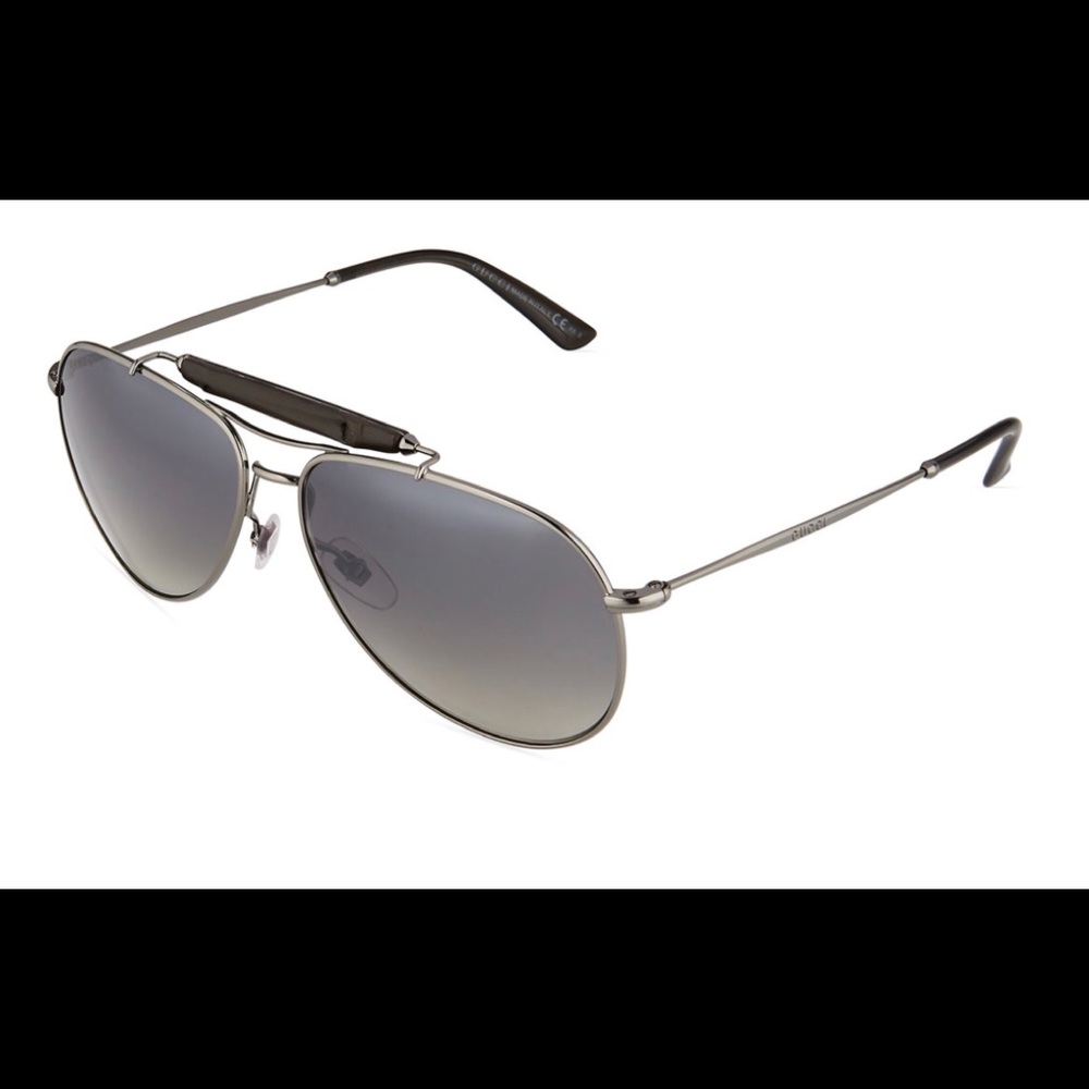 GUCCI BLACK SLIM AVIATORS WITH CROSSBAR
